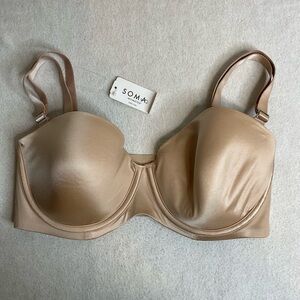 Soma Vanishing Strapless Multi Way Women Tan Warm Amber Underwire Bra Size 32DDD